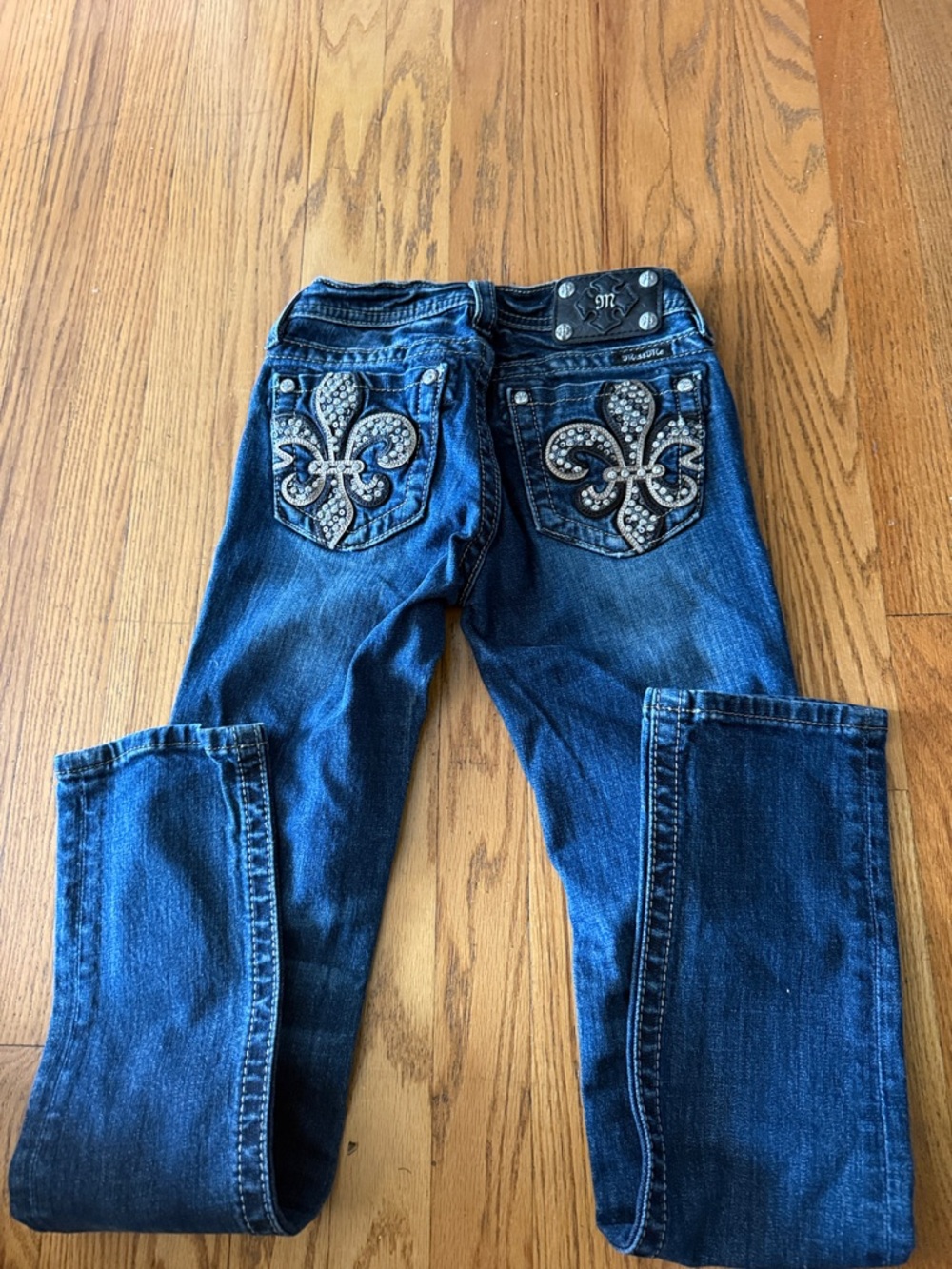 Miss Me Blue Embellished Fleur-de-Lis Jeans